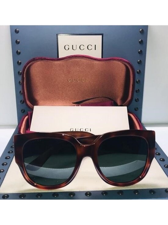 Green. Gucci Havana Round Sunglasses GG0142SA 002 main image 7